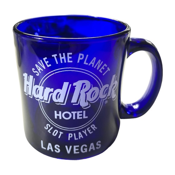 Beautiful Vintage Cobalt Blue Mug with Hard Rock Hotel Las Vegas Logo - Picture 2 of 5